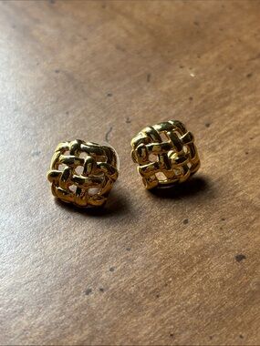 Gold Toned Knot Stud Earrings - Women Jewelry Earrings